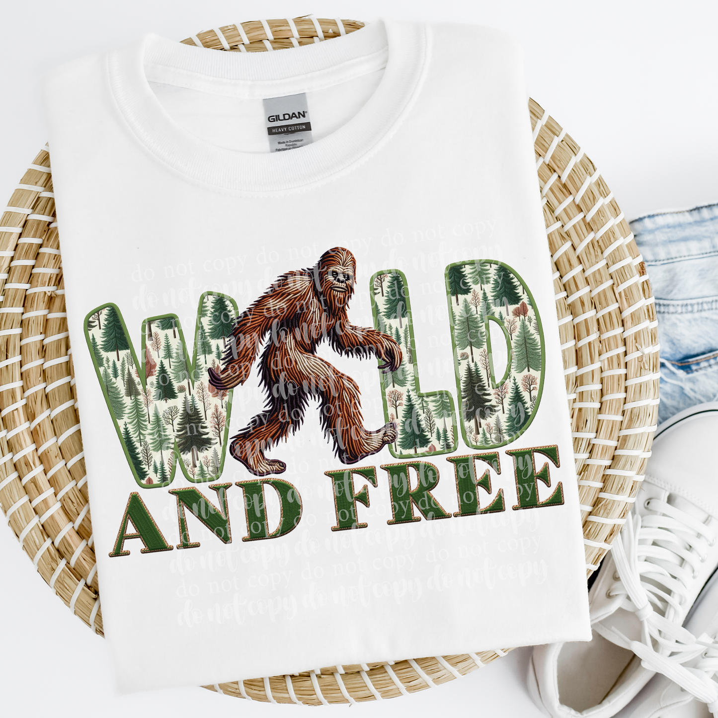 Wild and Free Sasquatch Faux Embroidery and Sparkle *EXCLUSIVE* DTF & Sublimation Transfer