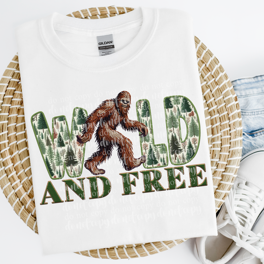 Wild and Free Sasquatch Faux Embroidery and Sparkle *EXCLUSIVE* DTF & Sublimation Transfer