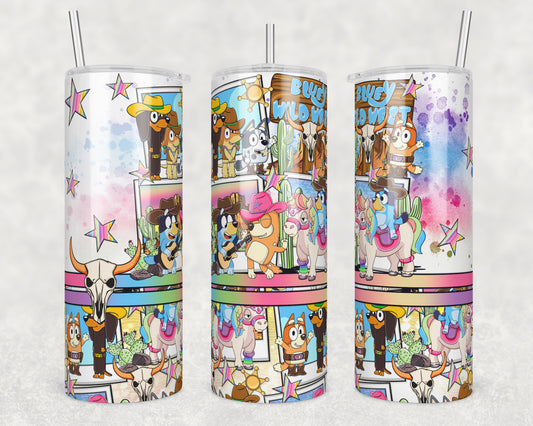 Wild West Blue (matches shirt) Sublimation Transfer Tumbler Wrap 20oz (read description)