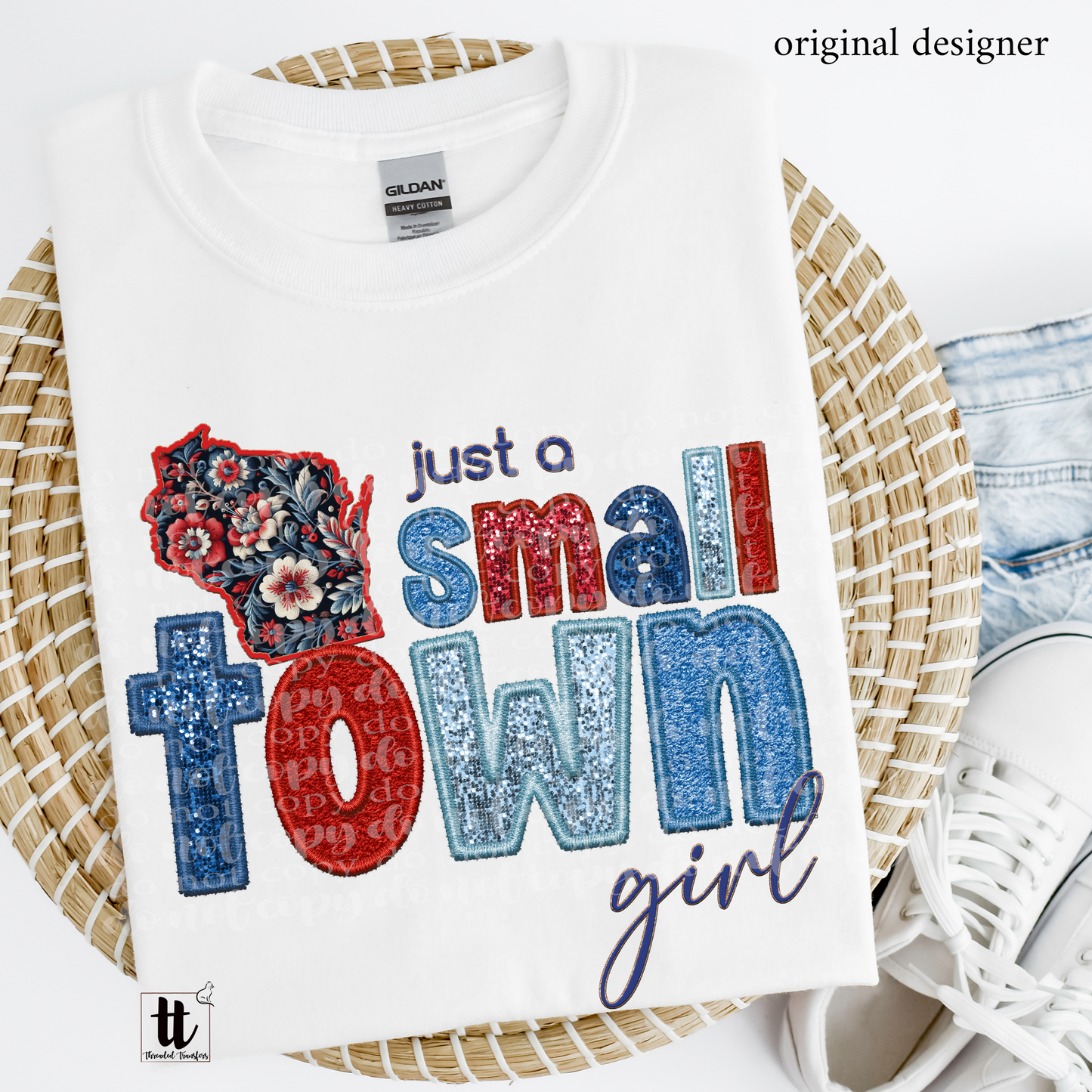 Wisconsin Small Town **EXCLUSIVE** Faux Embroidery, Chenille, & Sparkles DTF & Sublimation Transfer