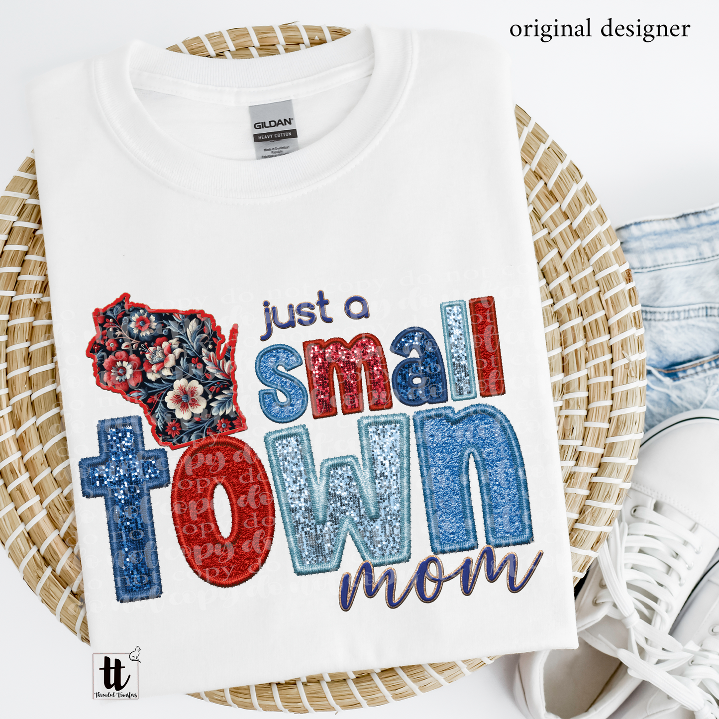 Wisconsin Small Town **EXCLUSIVE** Faux Embroidery, Chenille, & Sparkles DTF & Sublimation Transfer