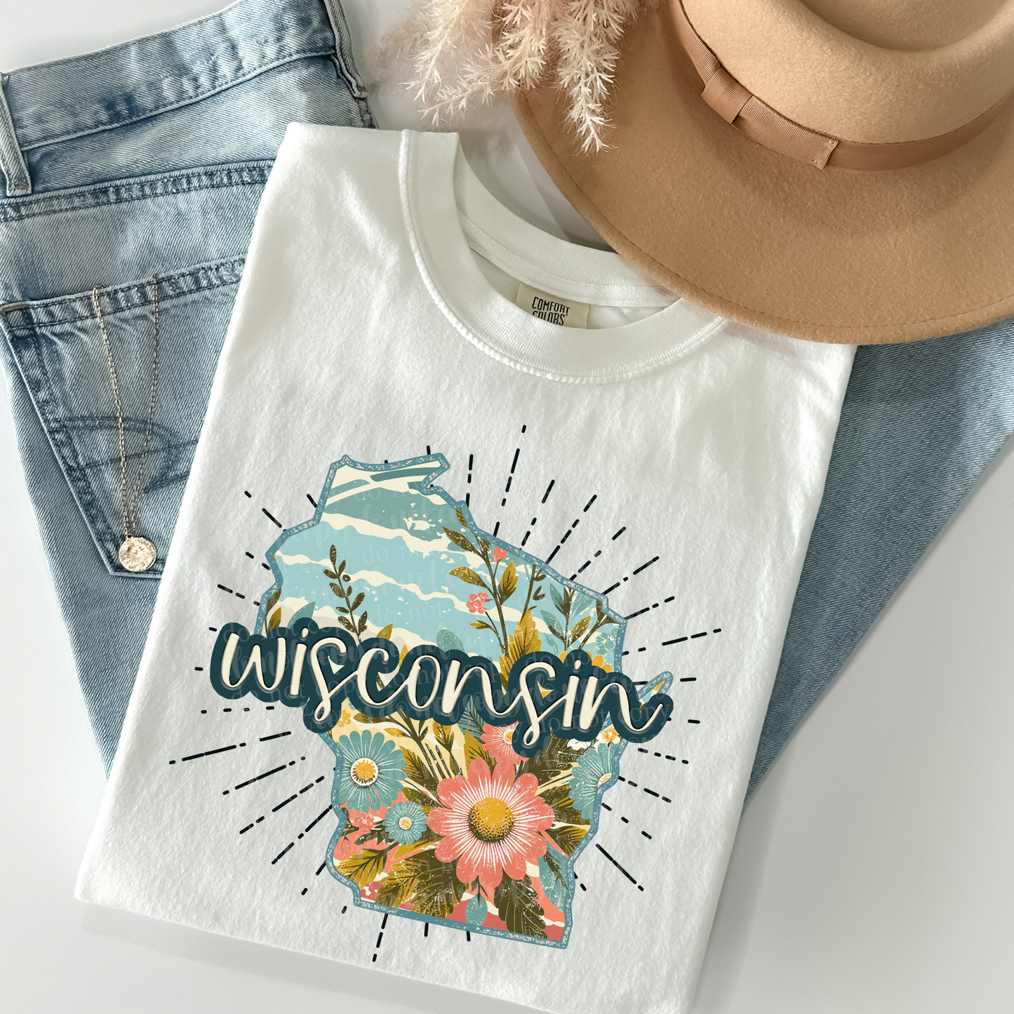 Wisconsin Retro Floral DTF & Sublimation Transfer