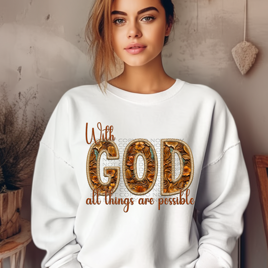 With God Faux Embroidery and Leather Embossed  *EXCLUSIVE* DTF & Sublimation Transfer