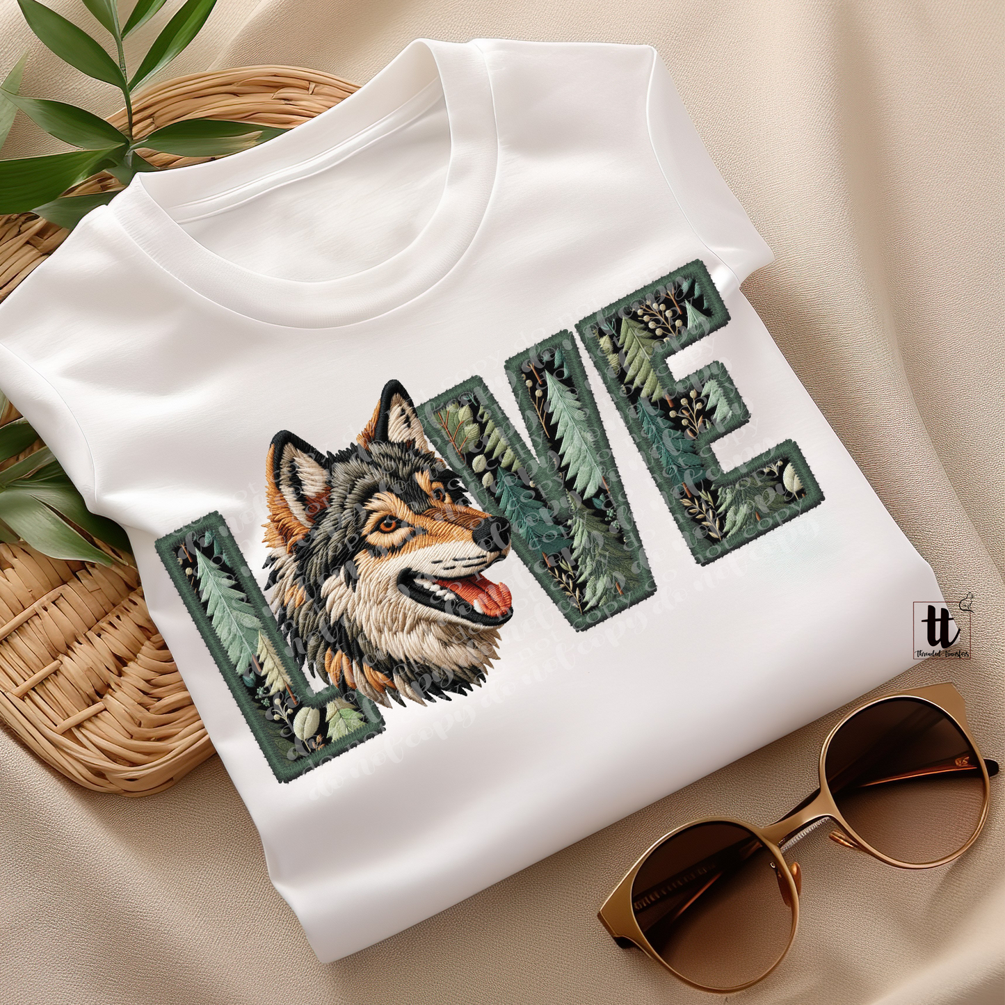 Wolf Love **EXCLUSIVE** Faux Embroidery DTF & Sublimation Transfer