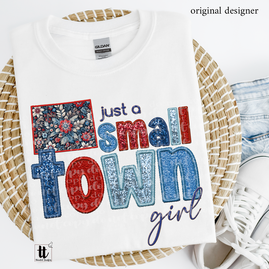 Wyoming Small Town **EXCLUSIVE** Faux Embroidery, Chenille, & Sparkles DTF & Sublimation Transfer