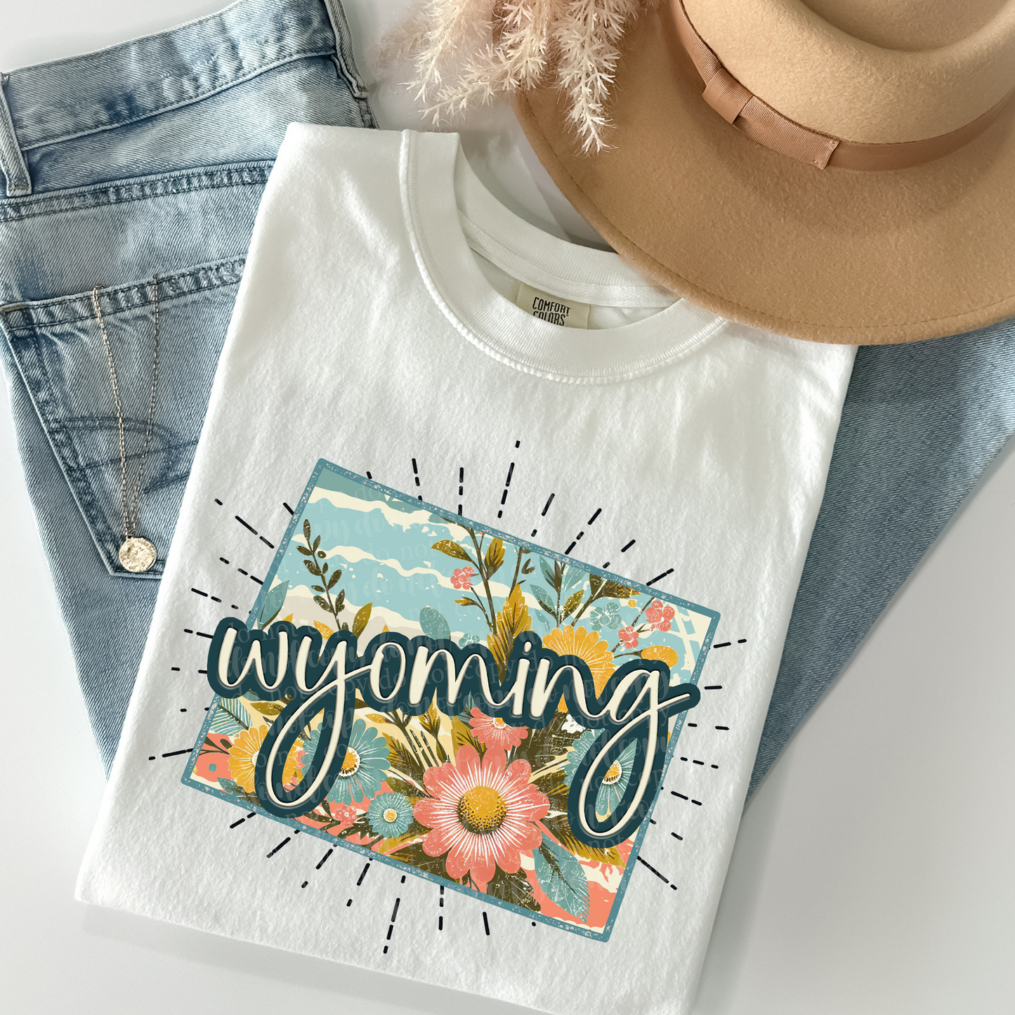 Wyoming Retro Floral DTF & Sublimation Transfer