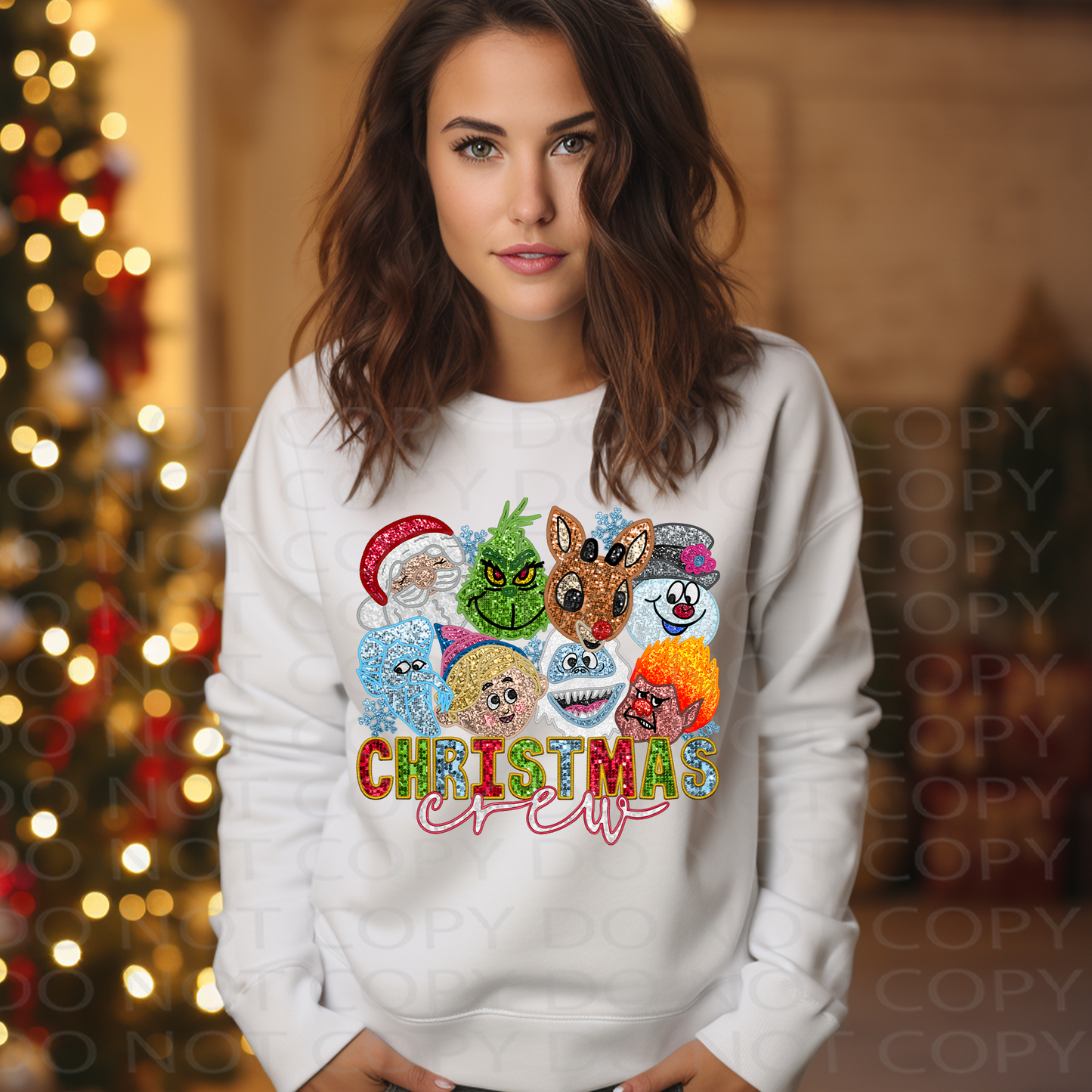 Christmas Crew Faux Embroidery with or without Sparkles DTF & Sublimation Transfer