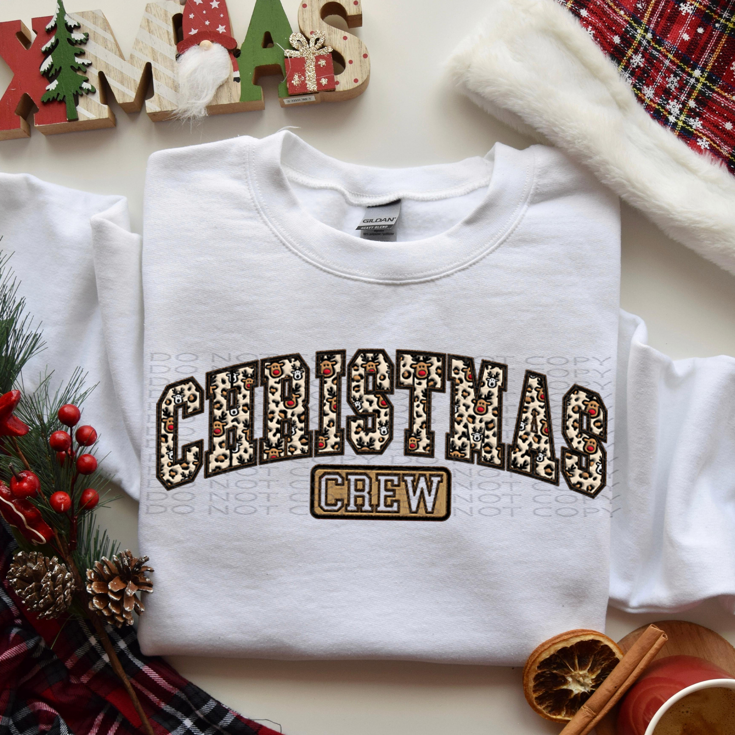 Christmas Crew Word Faux 3D Puffy Look, Embroidery and Sparkles **EXCLUSIVE** DTF & Sublimation Transfer