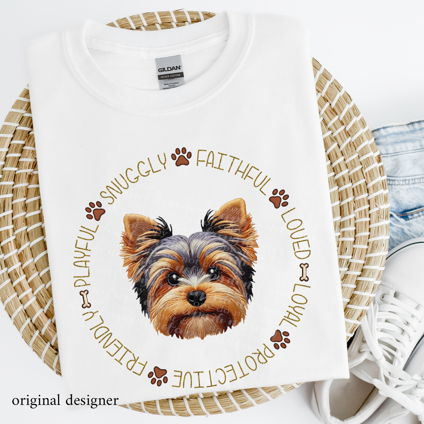 Yorkshire Terrier Pet Traits **EXCLUSIVE** Faux Embroidery & Faux Sparkle DTF & Sublimation Transfer