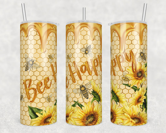 Bee Happy Sublimation Transfer Tumbler Wrap 20oz (read description)