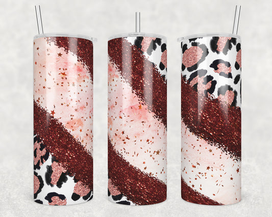 Glitter Pink Leopard Sublimation Transfer Tumbler Wrap 20oz (read description)