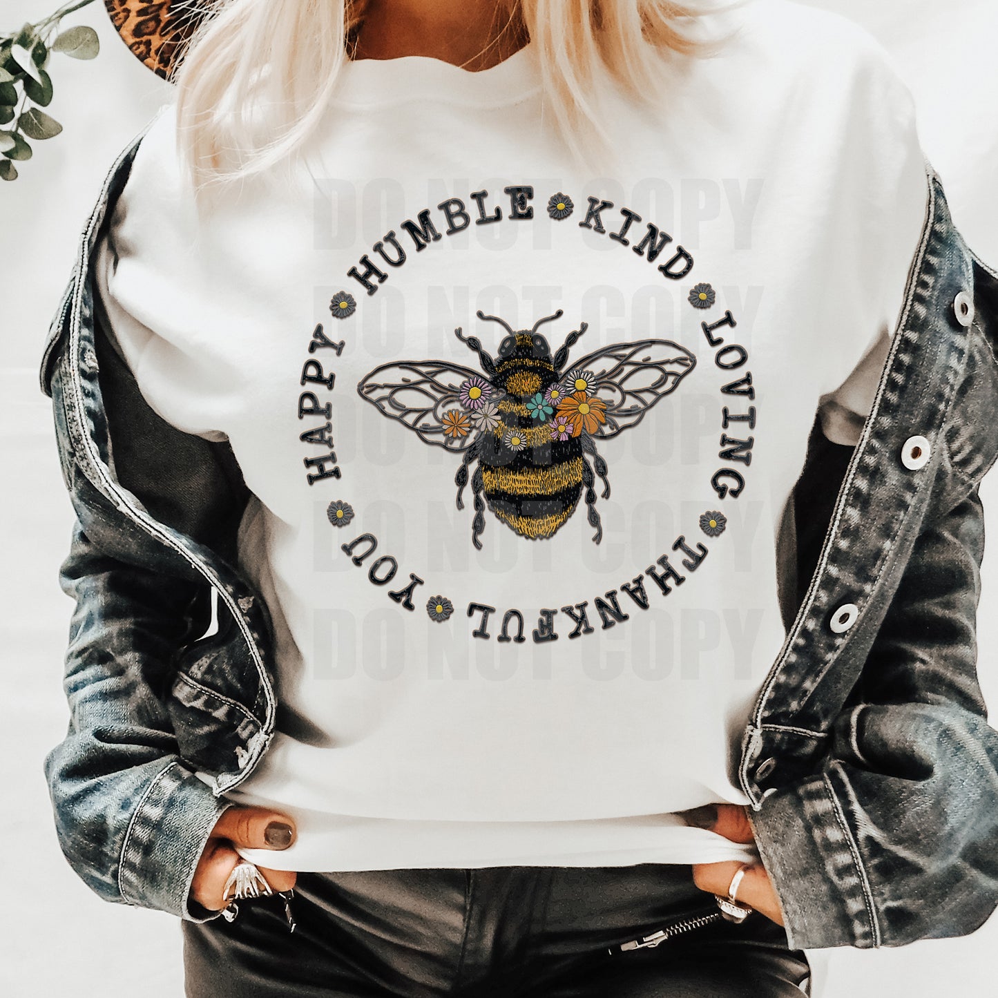 Happy Humble Bee **EXCLUSIVE** Faux Embroidery DTF Transfer