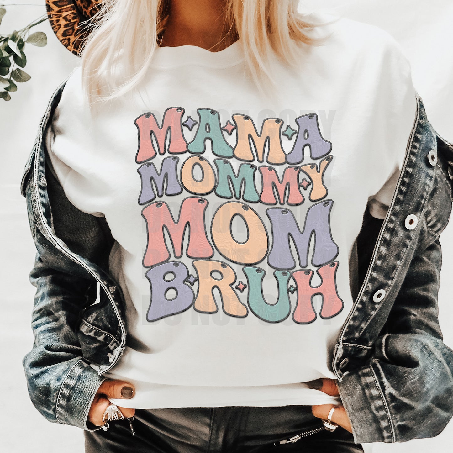 Mama to Bruh Faux Embroidery DTF Transfer