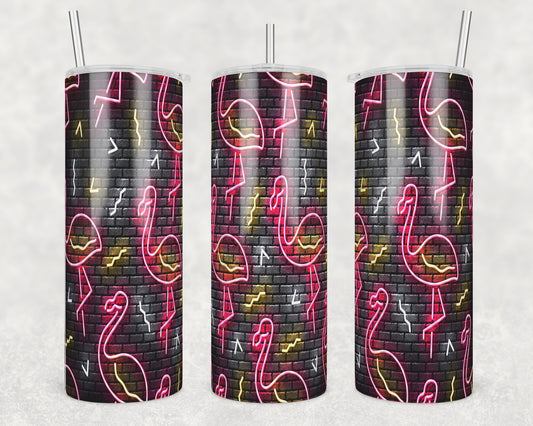 Neon Flamingos Sublimation Transfer Tumbler Wrap 20oz (read description)