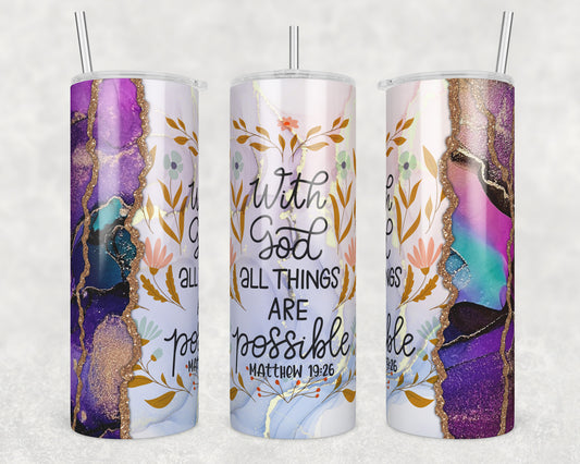 All Things Possible Sublimation Transfer Tumbler Wrap 20oz (read description)