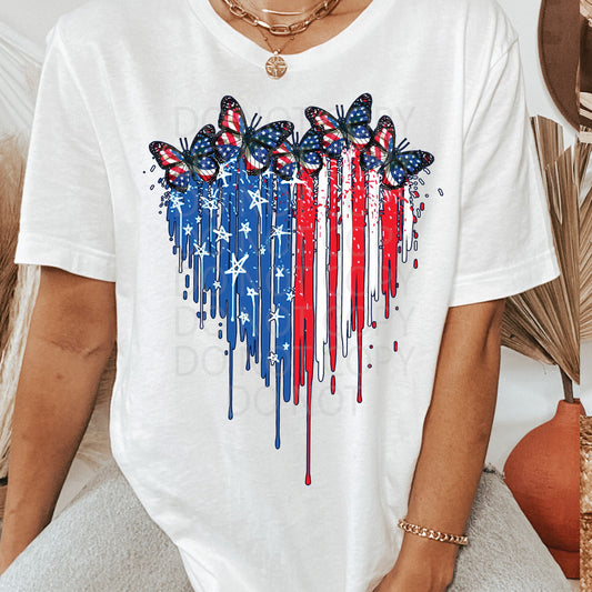 American Drippy Butterflies DTF & Sublimation Transfer