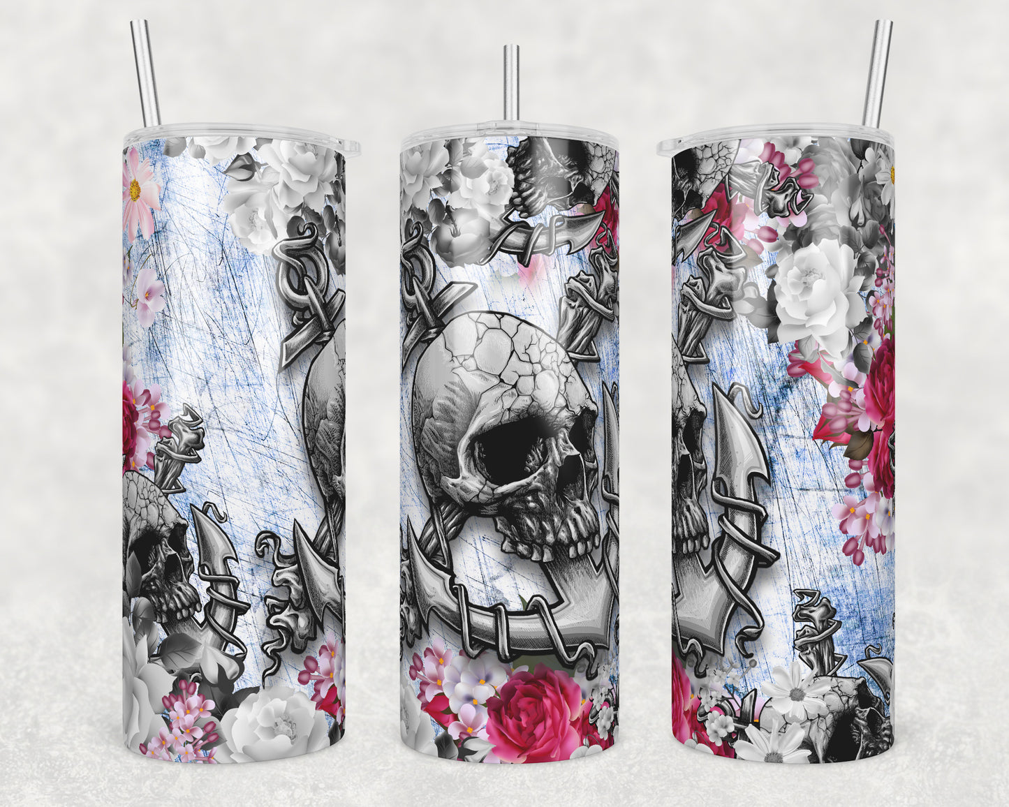 Anchor Skulls Sublimation Transfer Tumbler Wrap 20oz (read description)