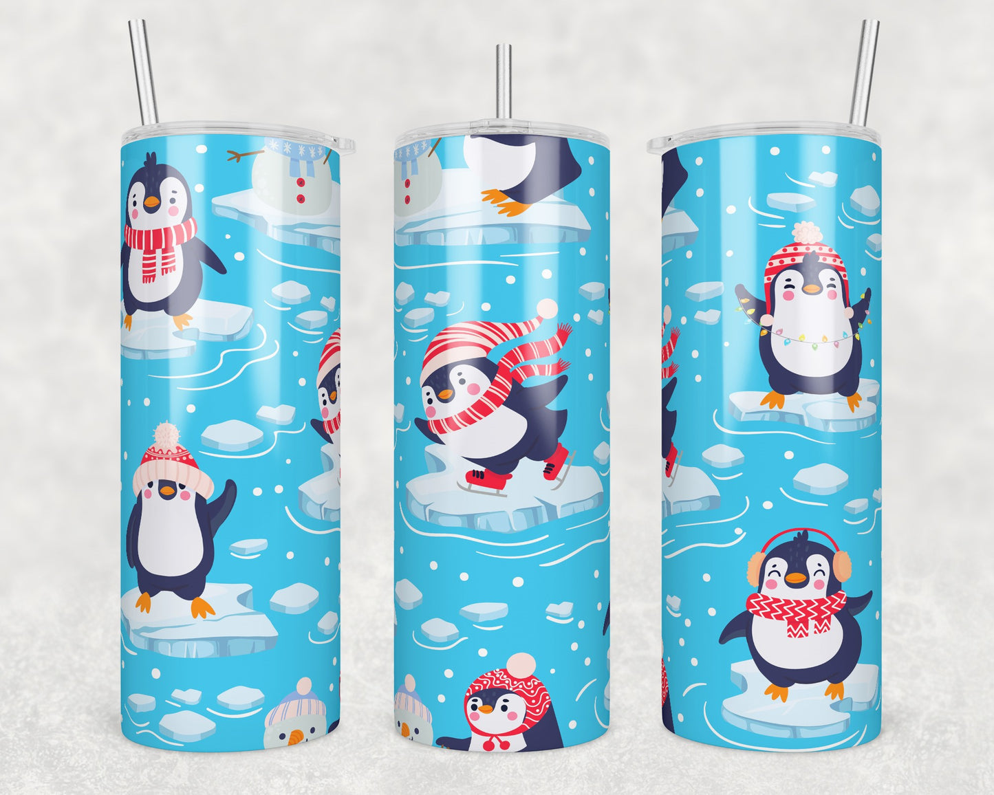 Arctic Penguins Sublimation Transfer Tumbler Wrap 20oz (read description)