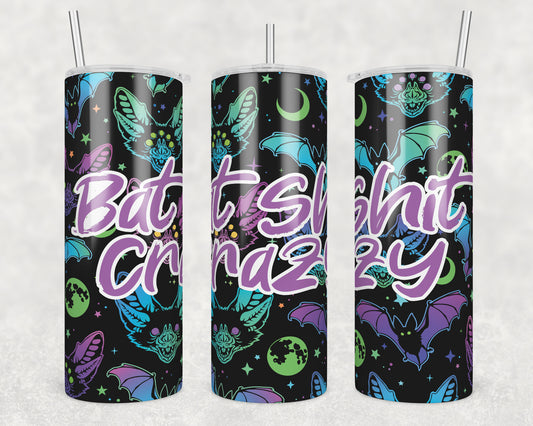 Bat Crazy Sublimation Transfer Tumbler Wrap 20oz (read description)