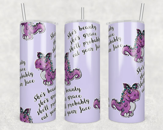 Beauty Grace Dino Sublimation Transfer Tumbler Wrap 20oz (read description)