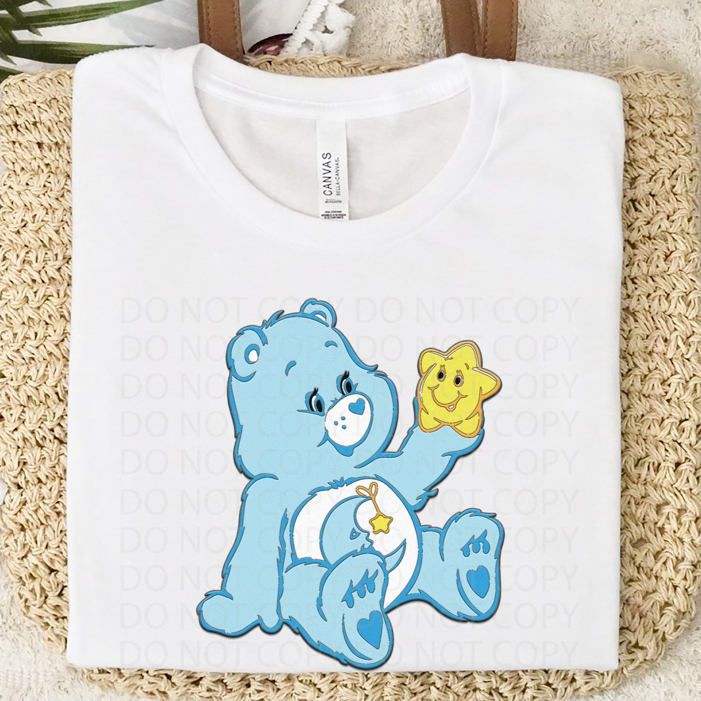 Bedtime Bear  Faux Embroidery DTF Transfer