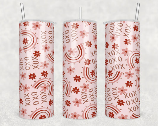 Boho Rainbow XOXO Sublimation Transfer Tumbler Wrap 20oz (read description)