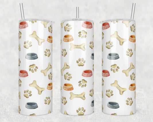 Dog Bones & Bowls Sublimation Transfer Tumbler Wrap 20oz (read description)