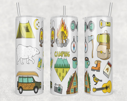 Camping Sublimation Transfer Tumbler Wrap 20oz (read description)