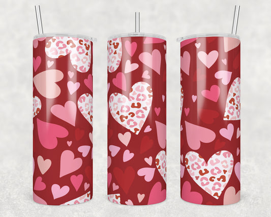 Cheetah Hearts Sublimation Transfer Tumbler Wrap 20oz (read description)