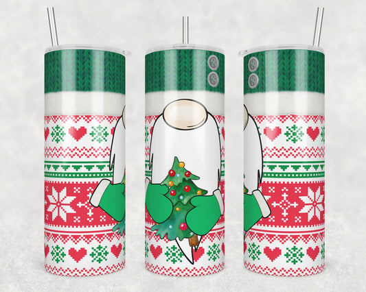 Christmas Tree Sweater Gnome Sublimation Transfer Tumbler Wrap 20oz (read description)