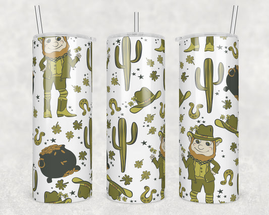 Cowboy Leprechaun Sublimation Transfer Tumbler Wrap 20oz (read description)