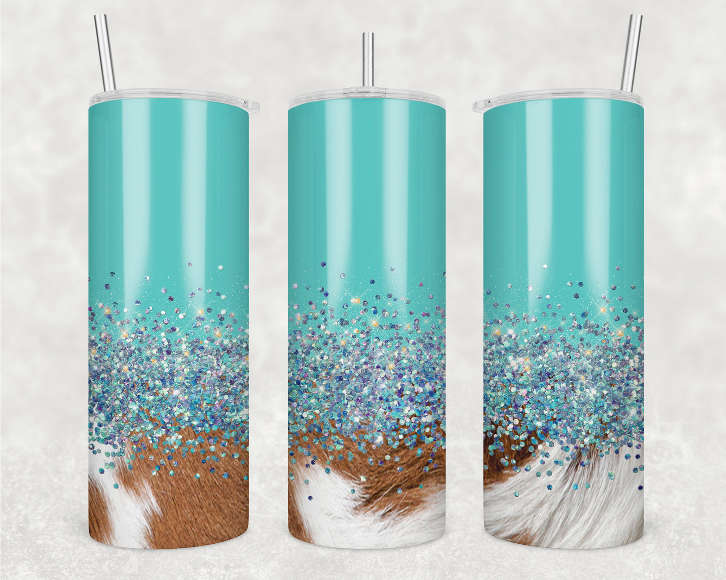 Cowhide Glitter Sublimation Transfer Tumbler Wrap 20oz (read description)