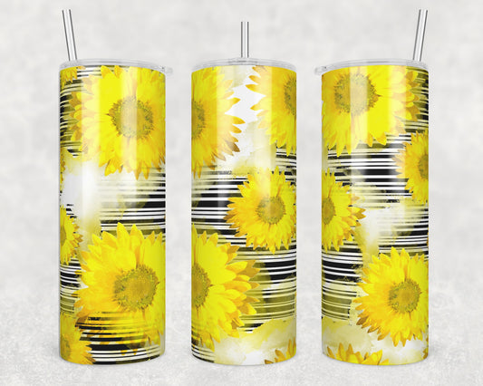 Abstract Yellow Daisy Sublimation Transfer Tumbler Wrap 20oz (read description)