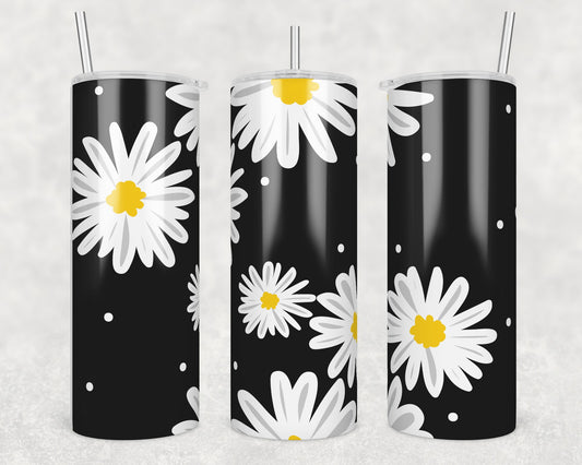 White Daisy Sublimation Transfer Tumbler Wrap 20oz (read description)