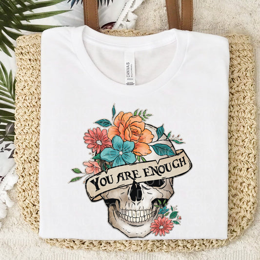 Your Are Enough Skull Faux Embroidery DTF Transfer