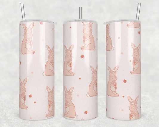 Floral Bunnies Sublimation Transfer Tumbler Wrap 20oz (read description)