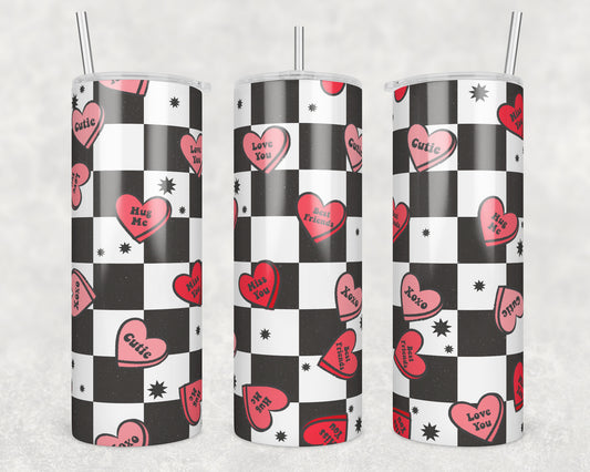 Friendship Candy Hearts Sublimation Transfer Tumbler Wrap 20oz (read description)