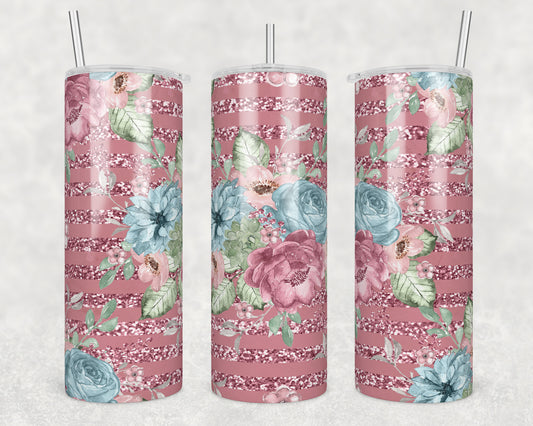 Glitter Floral Sublimation Transfer Tumbler Wrap 20oz (read description)