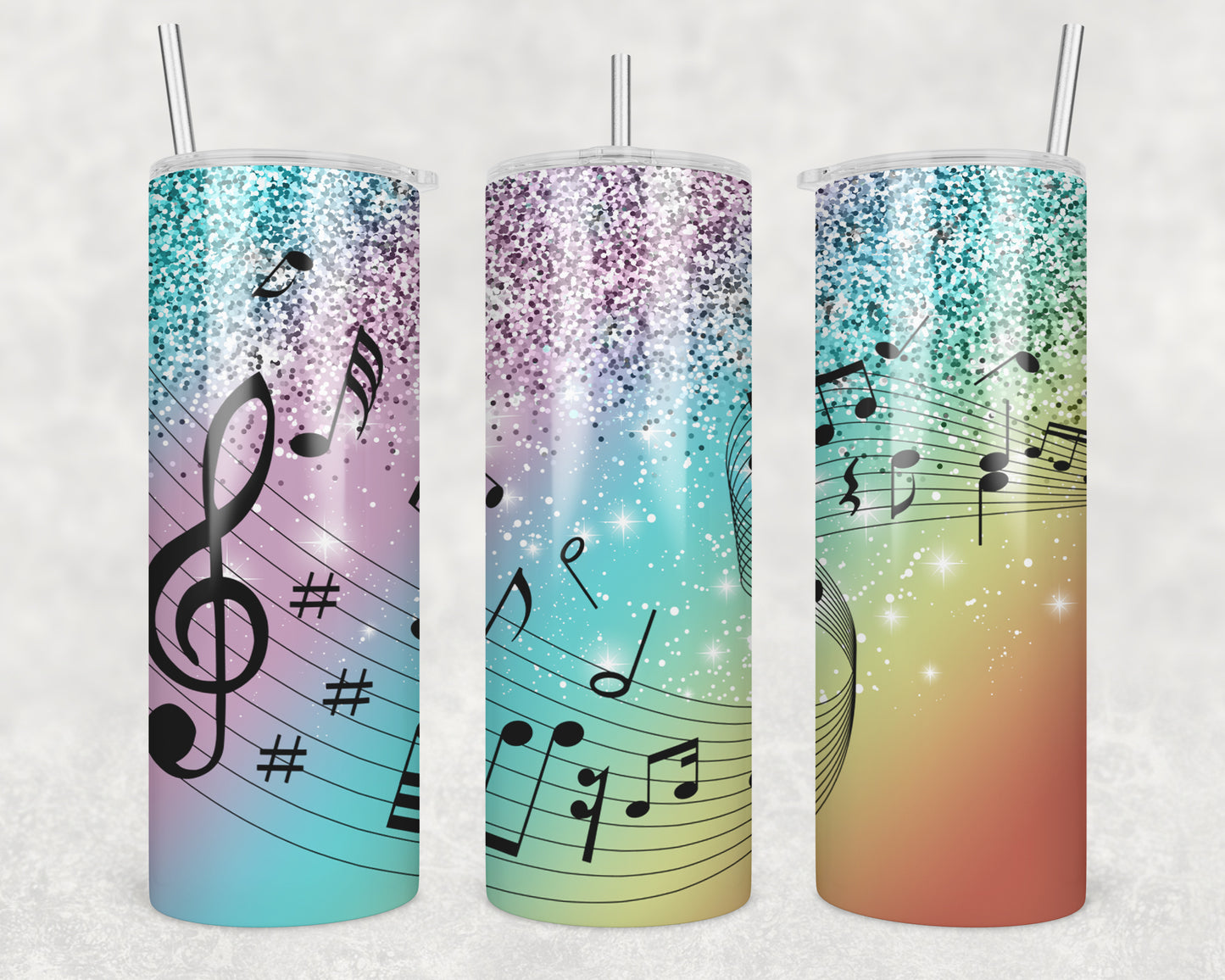 Glittery Music Notes Sublimation Transfer Tumbler Wrap 20oz (read description)