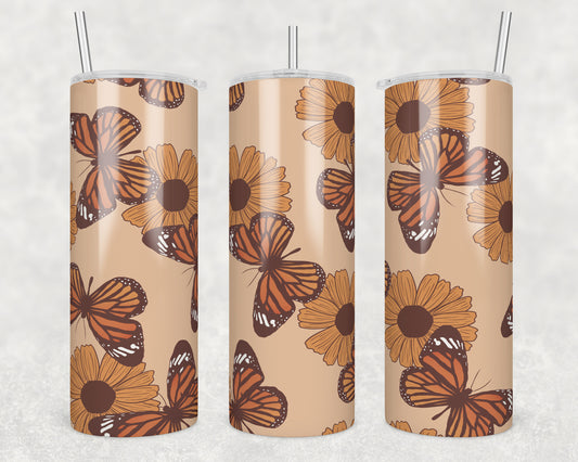 Golden Hour Butterflies Sublimation Transfer Tumbler Wrap 20oz (read description)