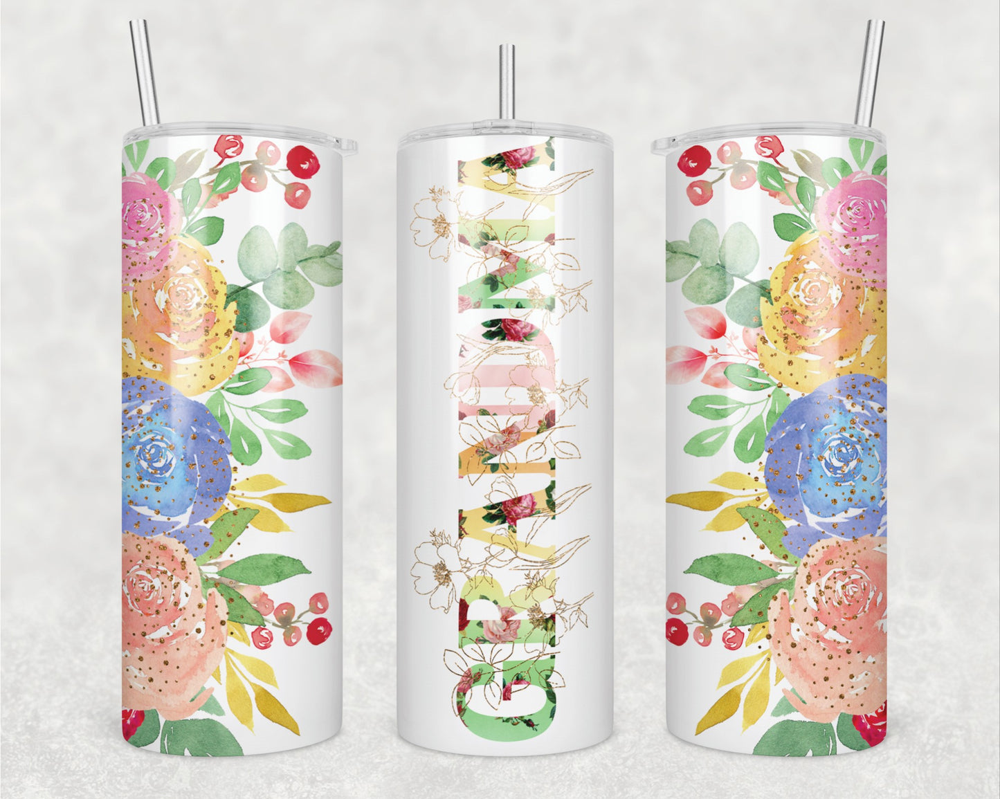 Grandma Floral Sublimation Transfer Tumbler Wrap 20oz (read description)