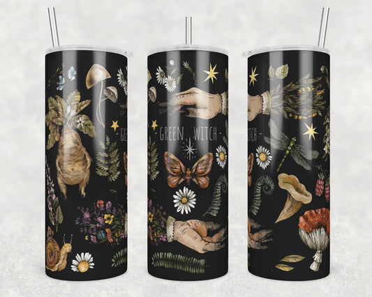 Green Witch Sublimation Transfer Tumbler Wrap 20oz (read description)