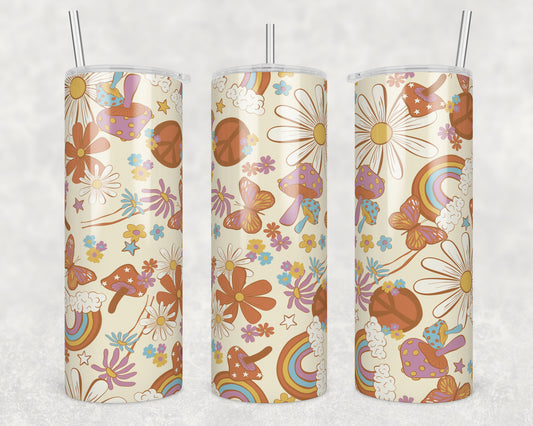 Groovy Retro Vibes Sublimation Transfer Tumbler Wrap 20oz (read description)