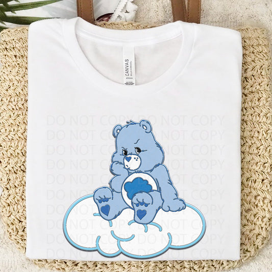 Grumpy Bear Faux Embroidery DTF Transfer