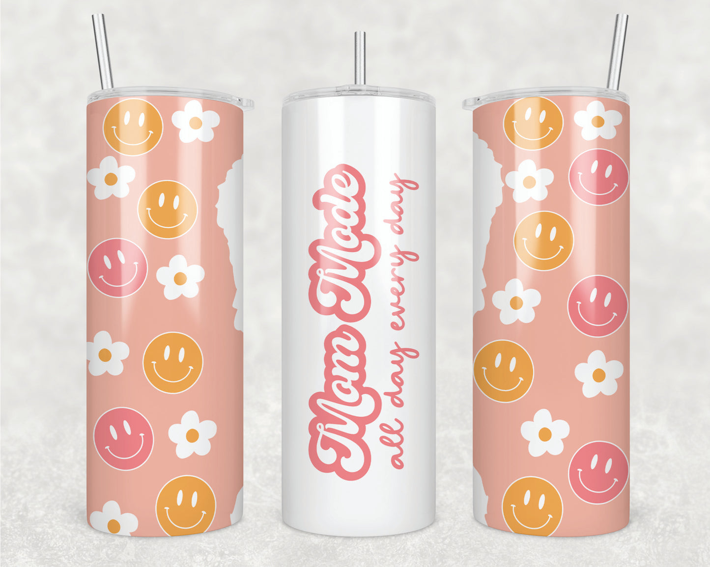 Happy Face Mom Mode Sublimation Transfer Tumbler Wrap 20oz (read description)