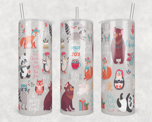 Happy Winter Animals Sublimation Transfer Tumbler Wrap 20oz (read description)