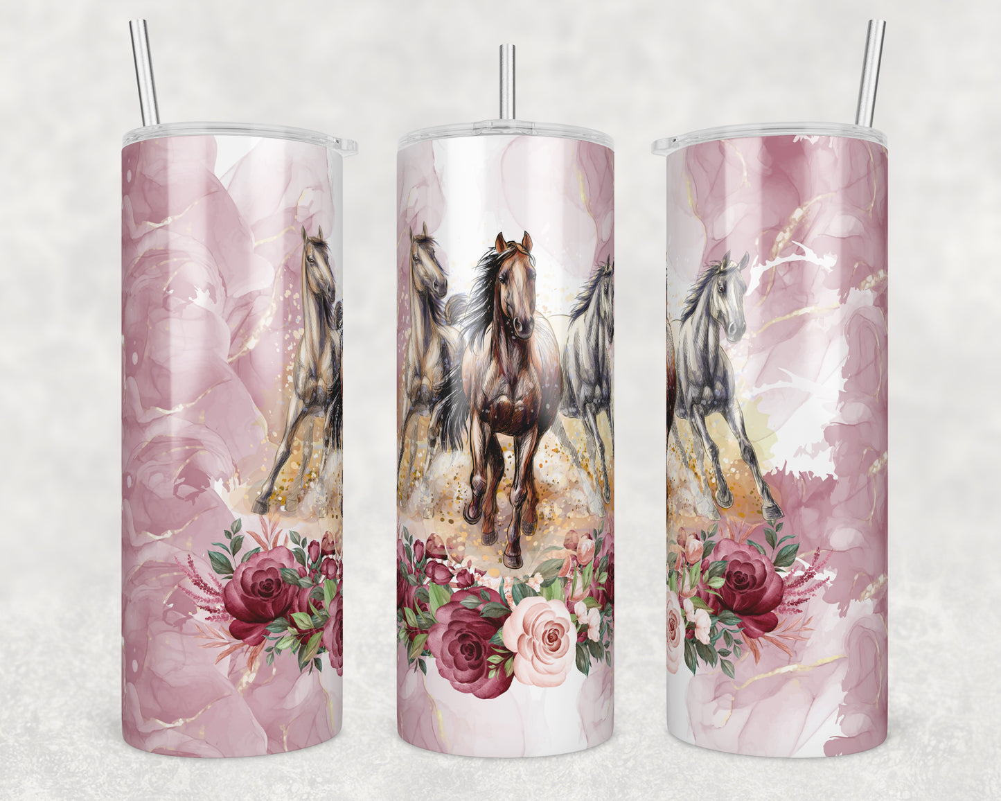 Horses and Flowers Transfer Tumbler Wrap 20oz (read description)