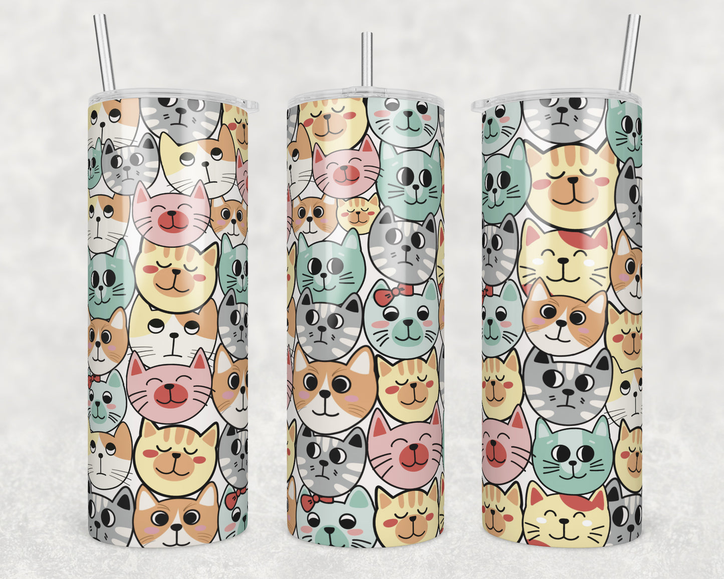 Kitty Faces Sublimation Transfer Tumbler Wrap 20oz (read description)