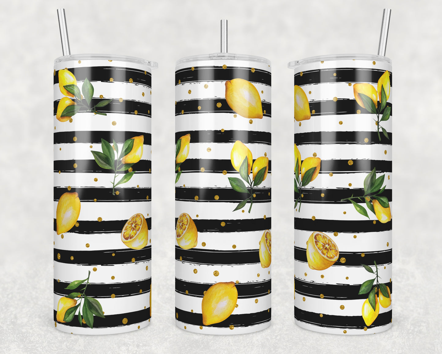 Lemon Stripes Sublimation Transfer Tumbler Wrap 20oz (read description)