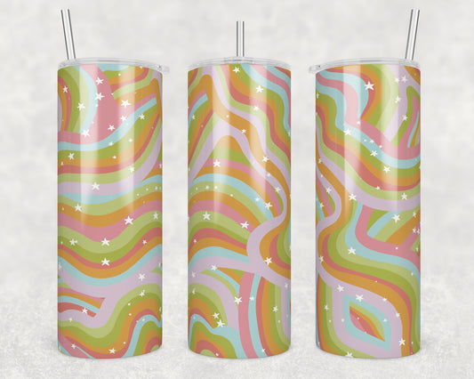 Lucky Retro Rainbow Sublimation Transfer Tumbler Wrap 20oz (read description)